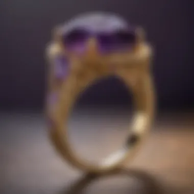 Amethyst ring under natural light highlighting its vibrant purple hue