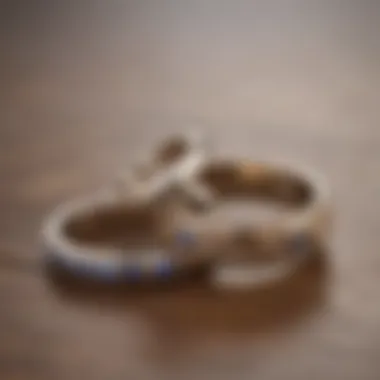 Elegant simple wedding bands displayed on a wooden surface