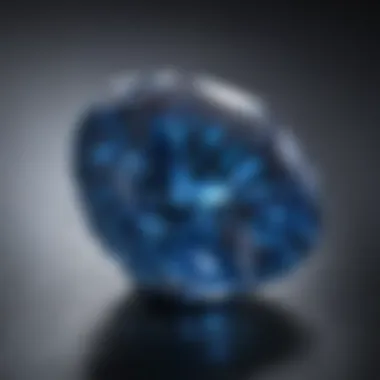 Close-up view of a sparkling sapphire, highlighting its clarity and rich blue hue.