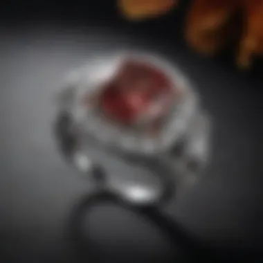 Elegance of Marchesa Diamond Jewelry An elegant Marchesa diamond ring displayed on a luxurious velvet background.
