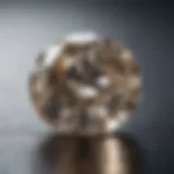 Close-up view of a sparkling VS1 diamond on a fabric