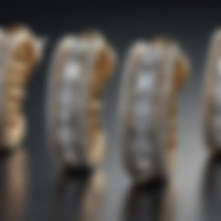 A collection of baguette diamond earrings displayed artistically