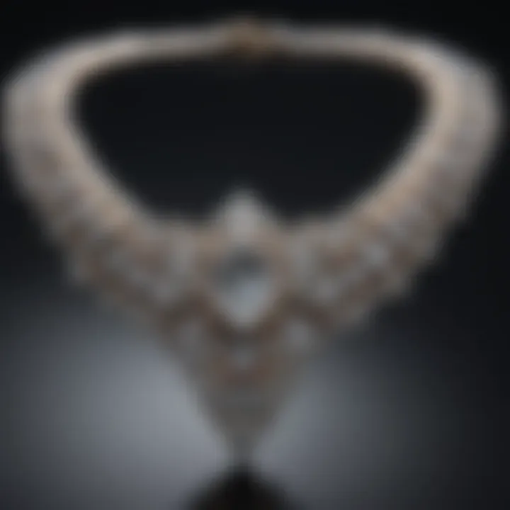 Close-up view of baguette diamonds in a stunning necklace