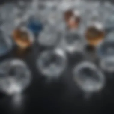 Diverse Diamond Cuts An elegant display of various diamond cuts arranged aesthetically
