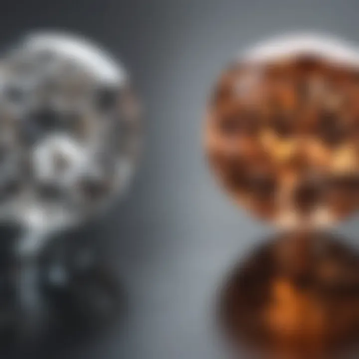 A side-by-side comparison of lab-made and mined diamonds highlighting their similarities.