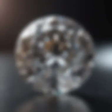 A close-up view of a diamond revealing its clarity and internal characteristics