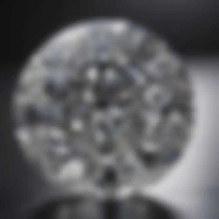 A close-up of a circle cut diamond showcasing its unique facets and brilliance