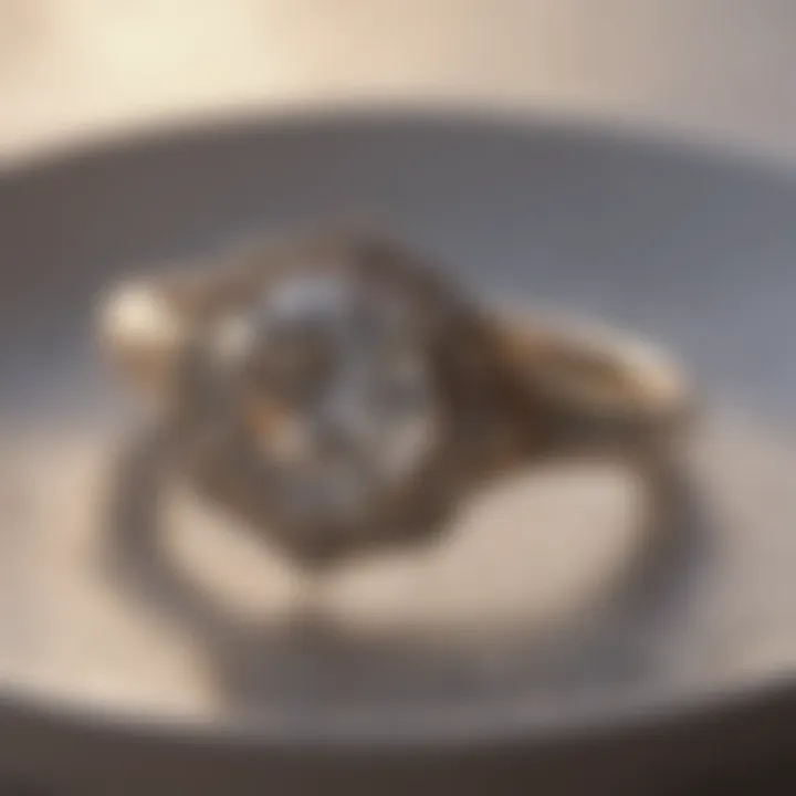 Engagement ring in a bowl of warm soapy water