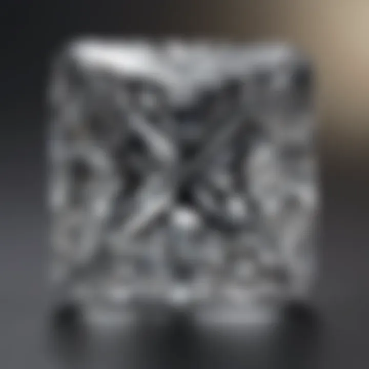 Princess cut diamond highlighting its sharp angles and clarity