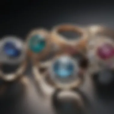 A selection of engagement rings featuring various styles and gemstones