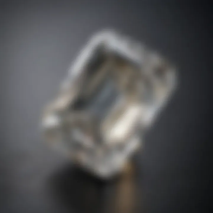 Close-up of a baguette diamond showcasing its unique cut