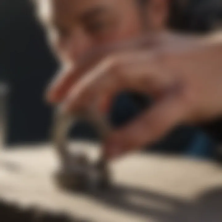 A person cleaning and maintaining a stone ring