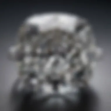 Close-up of a cushion cut diamond showcasing its unique facets