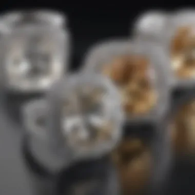 Stylish arrangement of cushion cut no halo rings in different settings