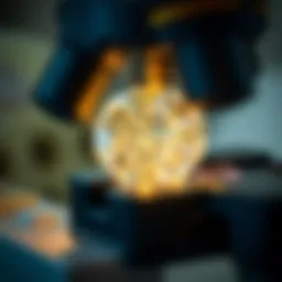 Detailed examination of a diamond under a microscope