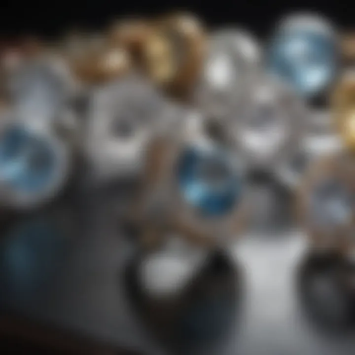 A historical display of diamond rings from various eras