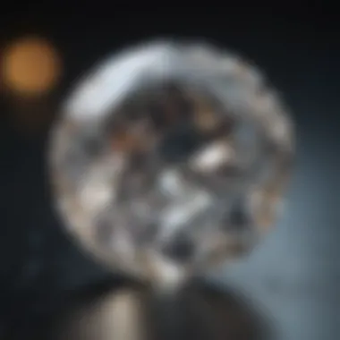 A magnified view of a diamond revealing its internal characteristics