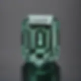 Close-up view of an emerald cut diamond showcasing its unique facets