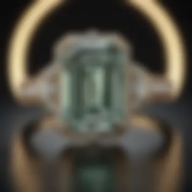 Exquisite Emerald Cut Diamond Ring Design A beautifully designed emerald cut diamond ring set against a luxurious background