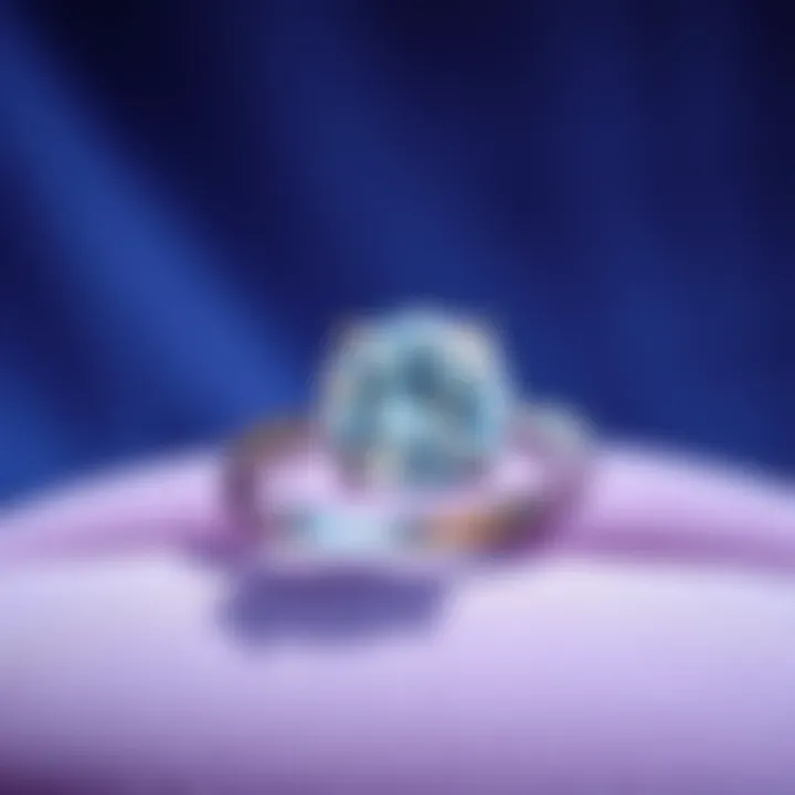 Close-up of an elegant diamond ring on a velvet background