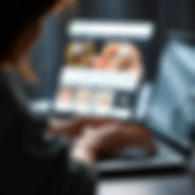 A person navigating an online jewelry store on a laptop