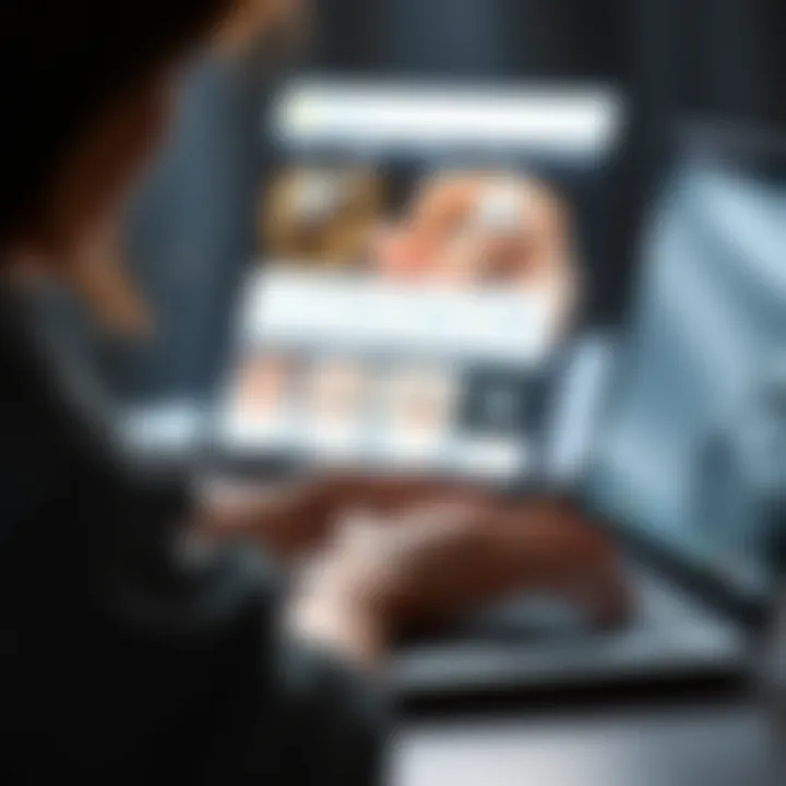 A person navigating an online jewelry store on a laptop