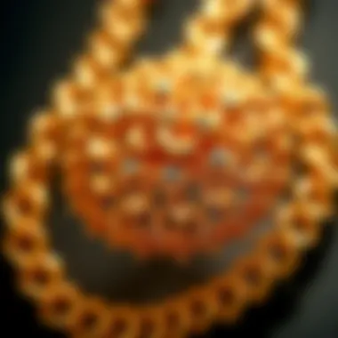Intricate Design of 925 Gold Jewelry Close-up of 925 gold jewelry showcasing intricate design and texture