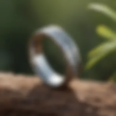 An artistic representation of a tungsten ring against a natural backdrop symbolizing eco-friendliness.