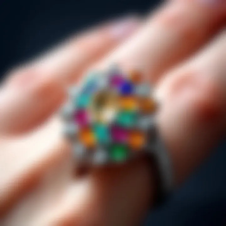 Colorful gemstone wedding ring showcasing unique design