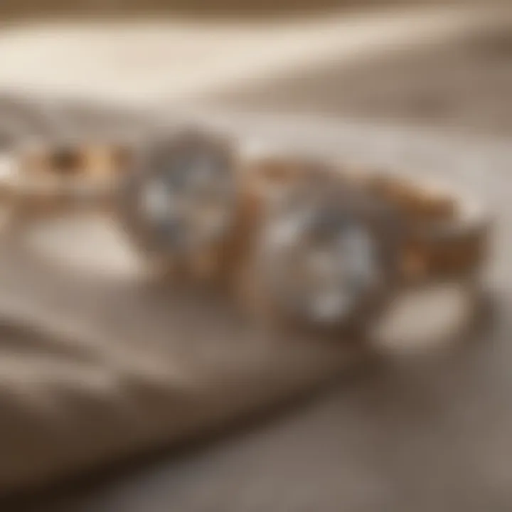 Elegant engagement ring set displayed on soft fabric