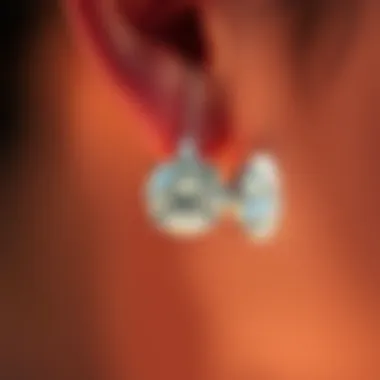 Close-up of a diamond earring showcasing its brilliance and cut