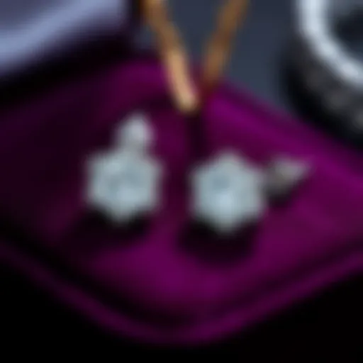 Elegantly crafted diamond earrings displayed on a velvet surface