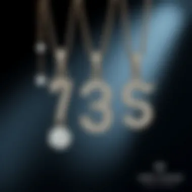 Elegant display of diamond number pendants with ethical sourcing information