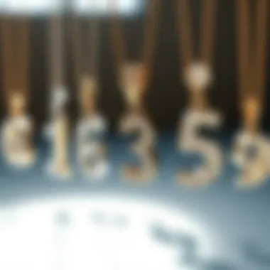 Artistic representation of diamond number pendants in various styles
