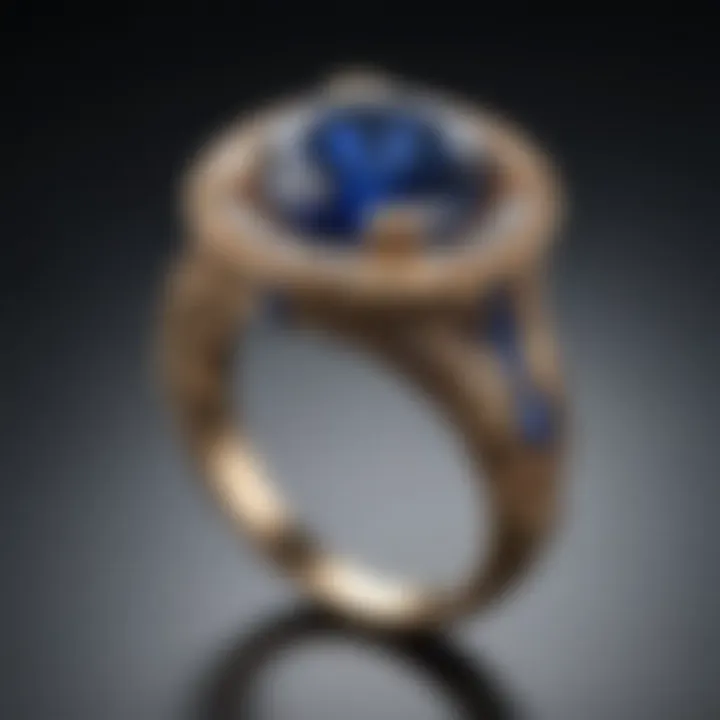 A stunning sapphire ring with a unique design, highlighting the deep blue stone and its artistic band.