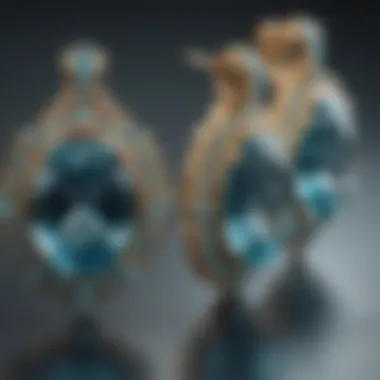 Aquamarine jewelry pieces displayed