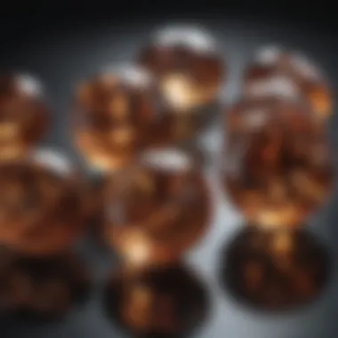 Close-up view of brown topaz gemstones showcasing their natural beauty