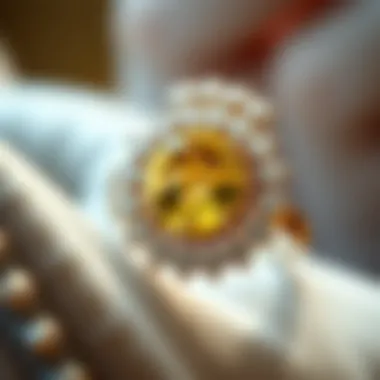 Chatham yellow sapphire set in exquisite jewelry design