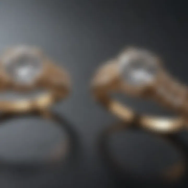 Elegant display of engagement rings highlighting carat weight differences