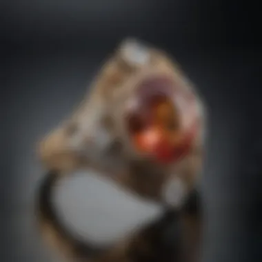 Vintage-inspired ring with intricate band design and side stones