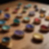 Various types of finger sizers displayed on a wooden surface