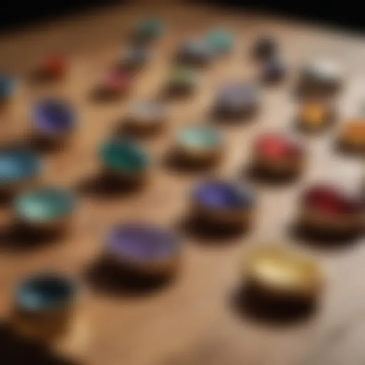 Various types of finger sizers displayed on a wooden surface