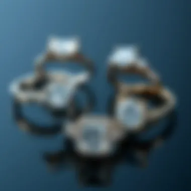 Different types of flat diamond ring settings displayed