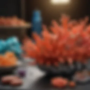 Essential Tools for Caring for Gemstone Coral Gemstone coral on display with tools for maintenance