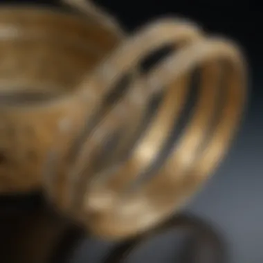 Elegant gold diamond bangle on display