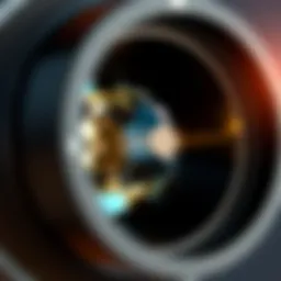 Close-up of a jeweler's loupe with detailed lens surface
