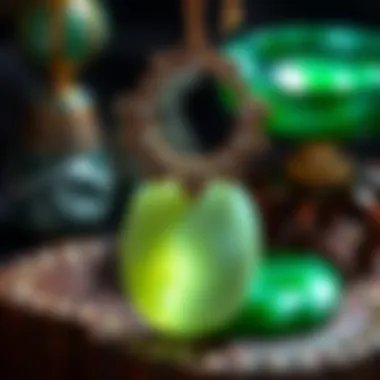 An artistic representation of traditional Indigenous craftsmanship, highlighting jade's cultural significance through various artifacts and jewelry pieces.