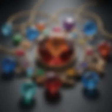 Birthstones Arranged by Month Artistic display of birthstones arranged by month
