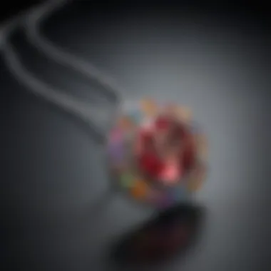 Close-up view of a Jared birthstone necklace showcasing vibrant gemstones