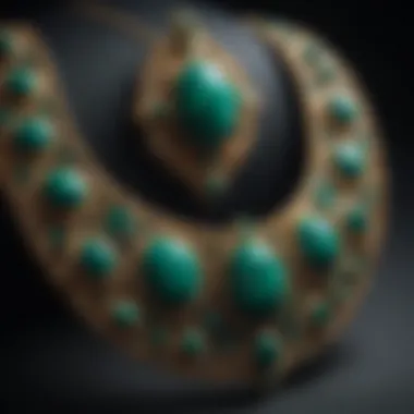 Malachite jewelry pieces, illustrating the stone's use in decorative arts